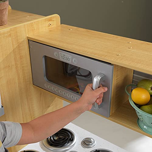 KidKraft Uptown Natural Wooden Play Kitchen with Play Phone, Chalkboard &a; Towel Rack, Gift for Ages 3+ 43.00 x 17.75 x 41.00 Inc