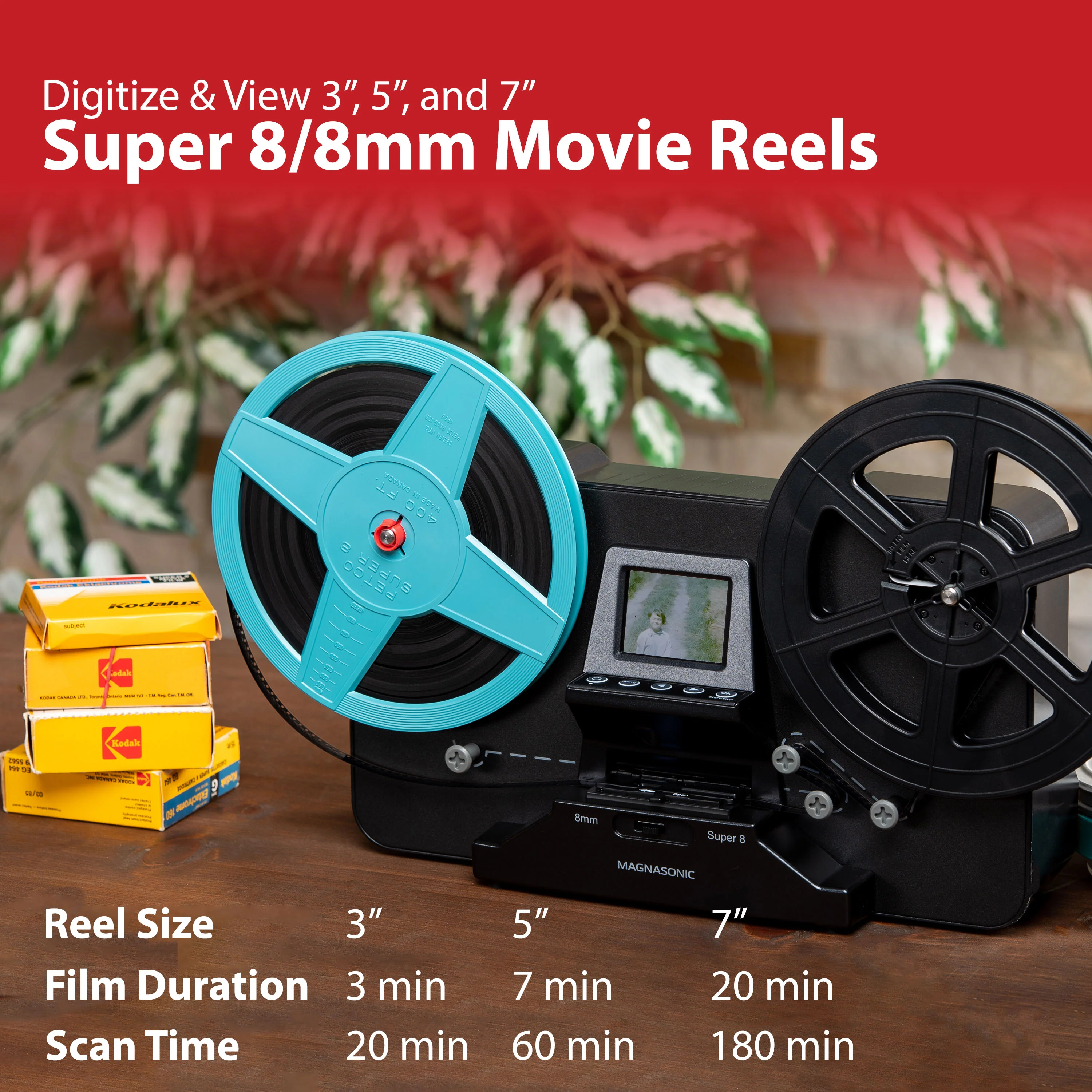 Magnasonic Super 8/8mm Film Scanner, Converts 3