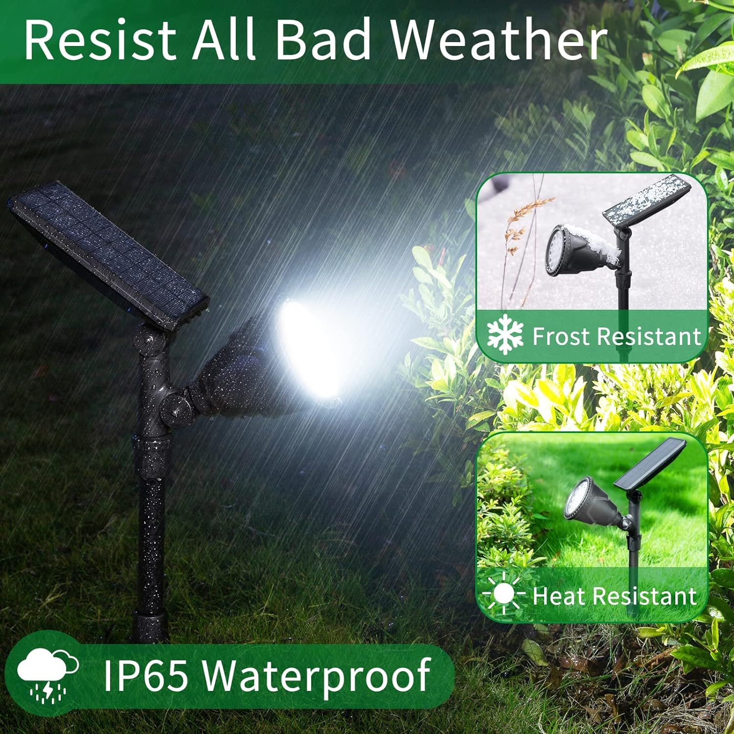 JSOT 600 Lumens Solar Spotlights Outdoor for Garden,IP65 Waterproof Solar Spot Lights Landscape Lighting for Walkway Wall Garden Bac