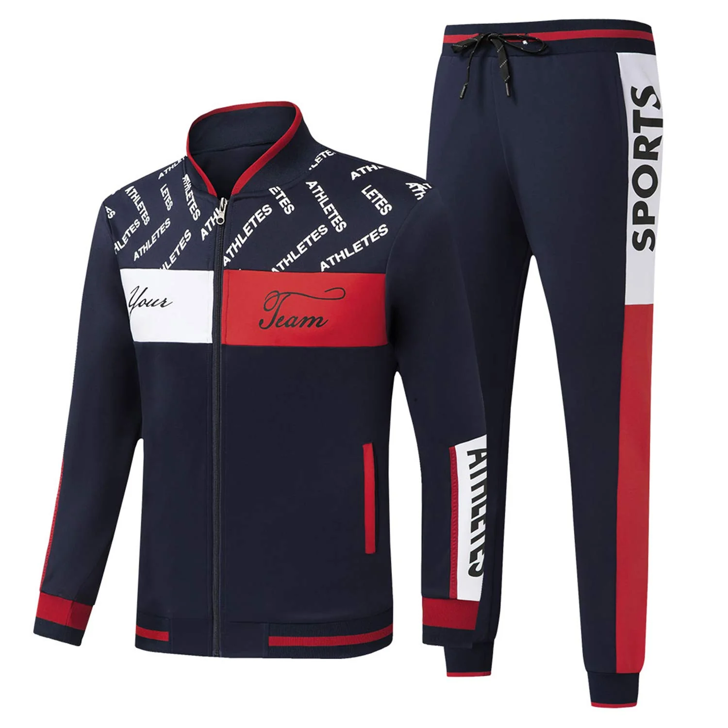 W JIANWANg Track Jogging Suits for Men Set Running Sweatsuits 2 Piece casual Tracksuits Joggers Outfits Workout Sports Jacket an