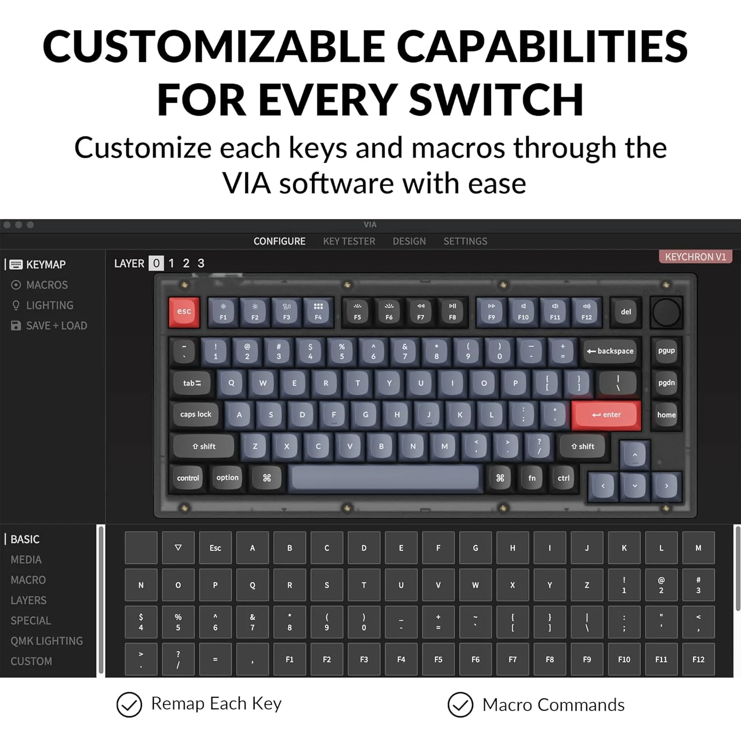 Zell Electronics Zell V1 Wired Custom Mechanical Keyboard Knob Version, 75% Layout Qmk/Via Programmable With Hot-Swappable K Pro Red Switch Co…
