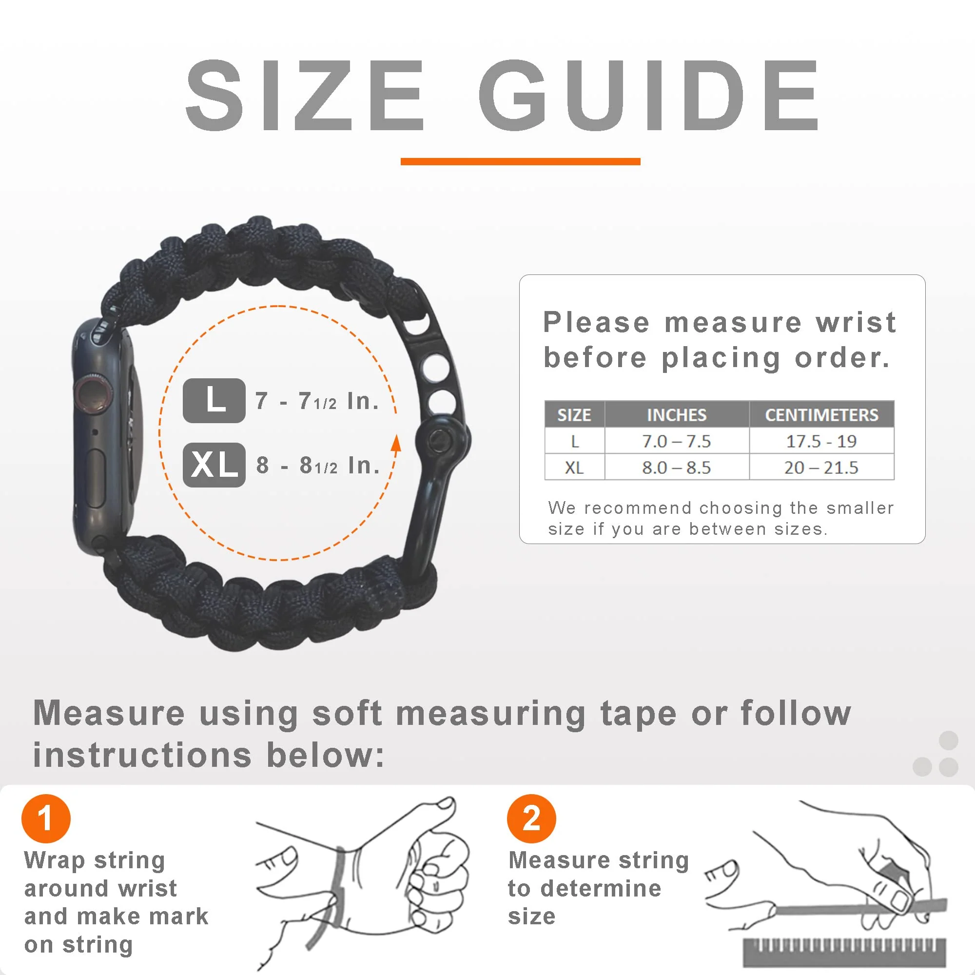 Savior Survival Gear Paracord Watch Band - Compatible with Apple Watch &a; iWatch Bands Series 42mm 44mm 45mm 49mm, 550 Paracord &a;