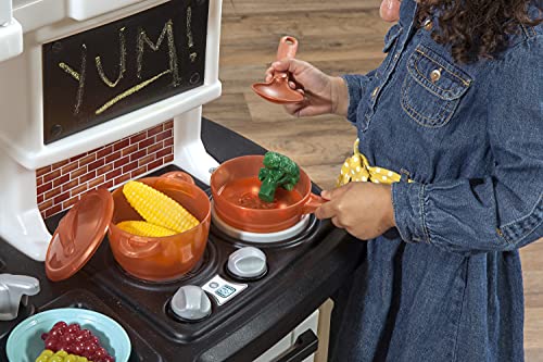 Step 2 Step2 Great Gourmet Kitchen | Durable Kids Kitchen Playset with Lights &a; Sounds | Tan Plastic Play Kitchen