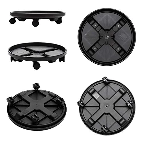 Bloem Round Plant Stand Caddy w/Wheels Saucer Tray (CAD1600), Black, 16