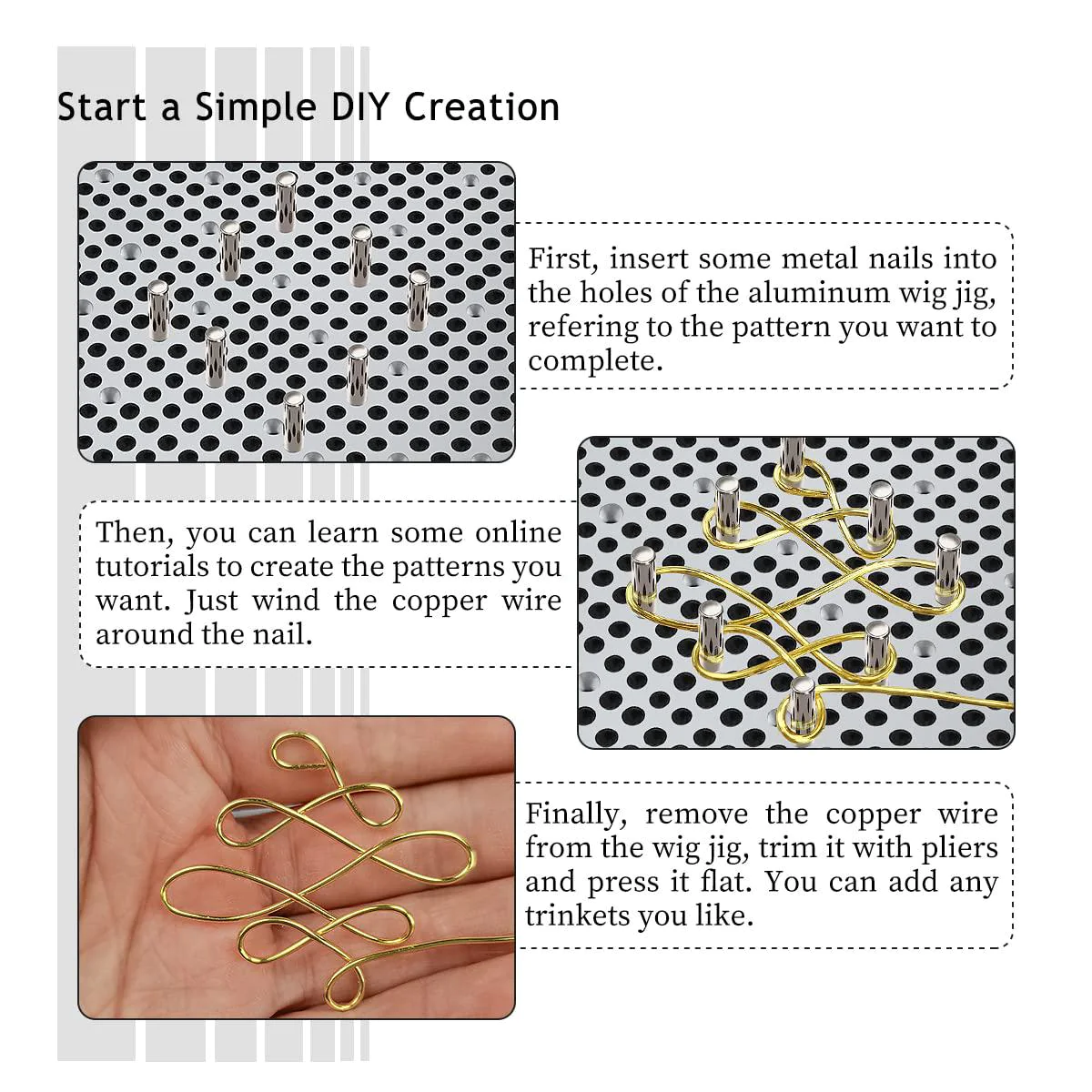 hobbyworker the hobbyworker wire bending jig,wire jig includes 30 metal pegs for jewelry making tools and wire wrapping supplies