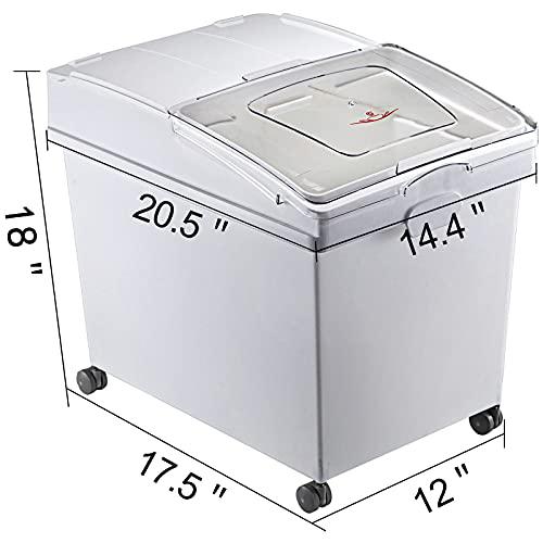 vevor ingredient bin, 10.5 gallons capacity ingredient storage bin, pp material flour bins on wheels, white shelf ingredient