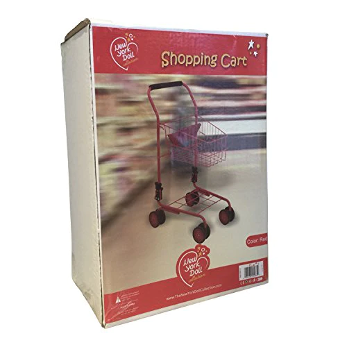 the new york doll co Toy Shopping Cart for Kids and Toddler - Includes Food - Folds for Easy Storage - High Quality Metal Frame