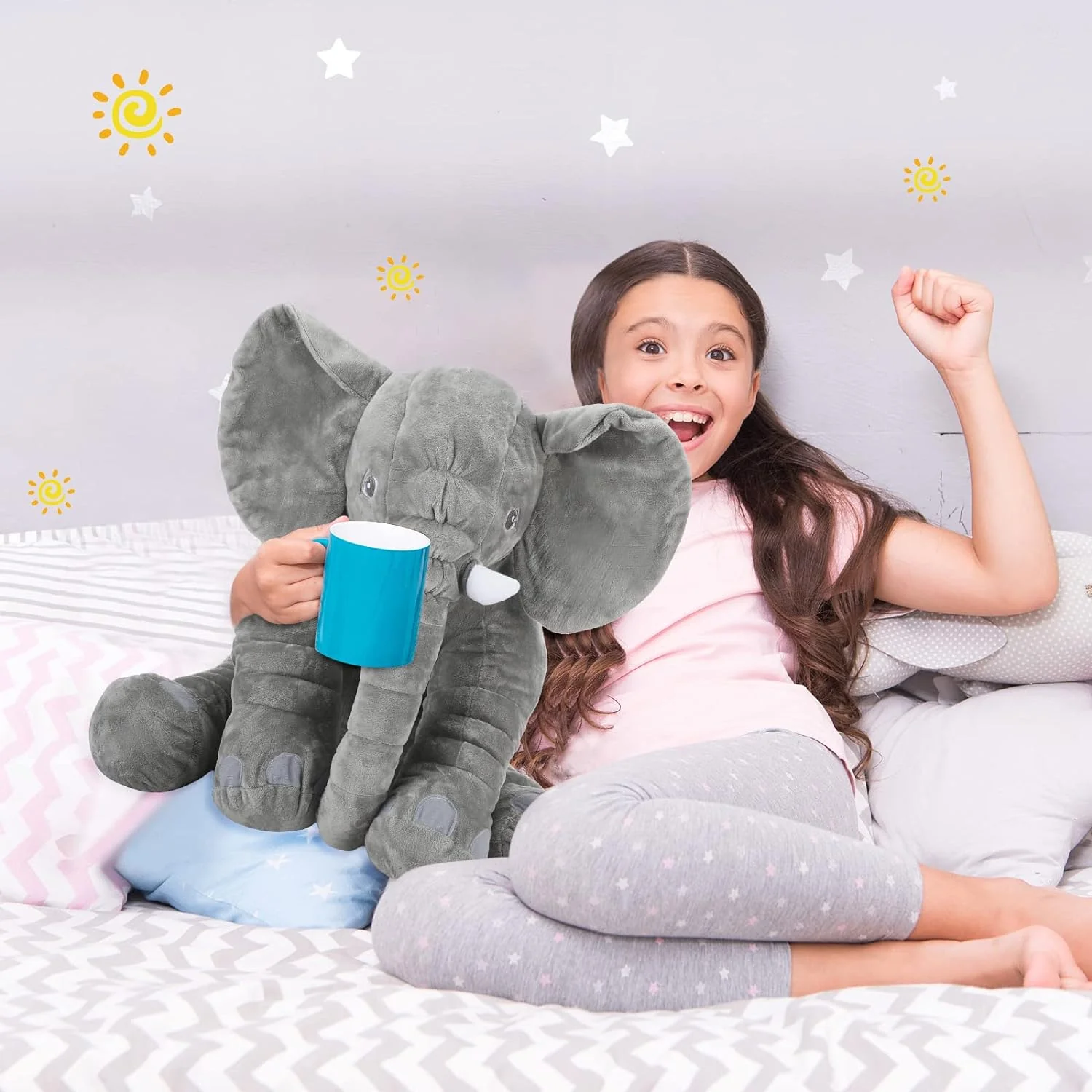 Great Choice Products Giant Stuffed Elephant Plush Animal Toy Huge Elephant Stuffed Animal Soft Big Elephant Large Stuffed Animals Doll Gray…