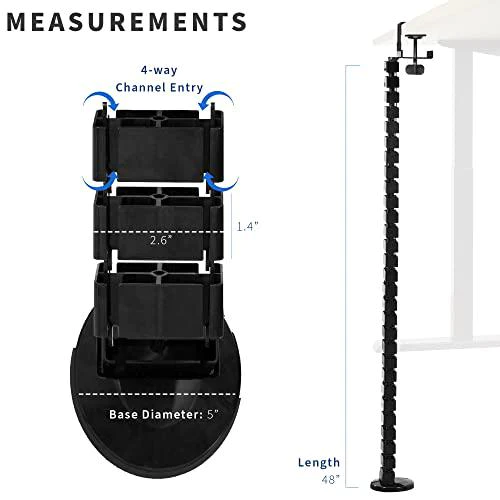 vivo clamp-on vertebrae cable management kit, height adjustable desk quad entry wire organizer, black, desk-ac01p-b