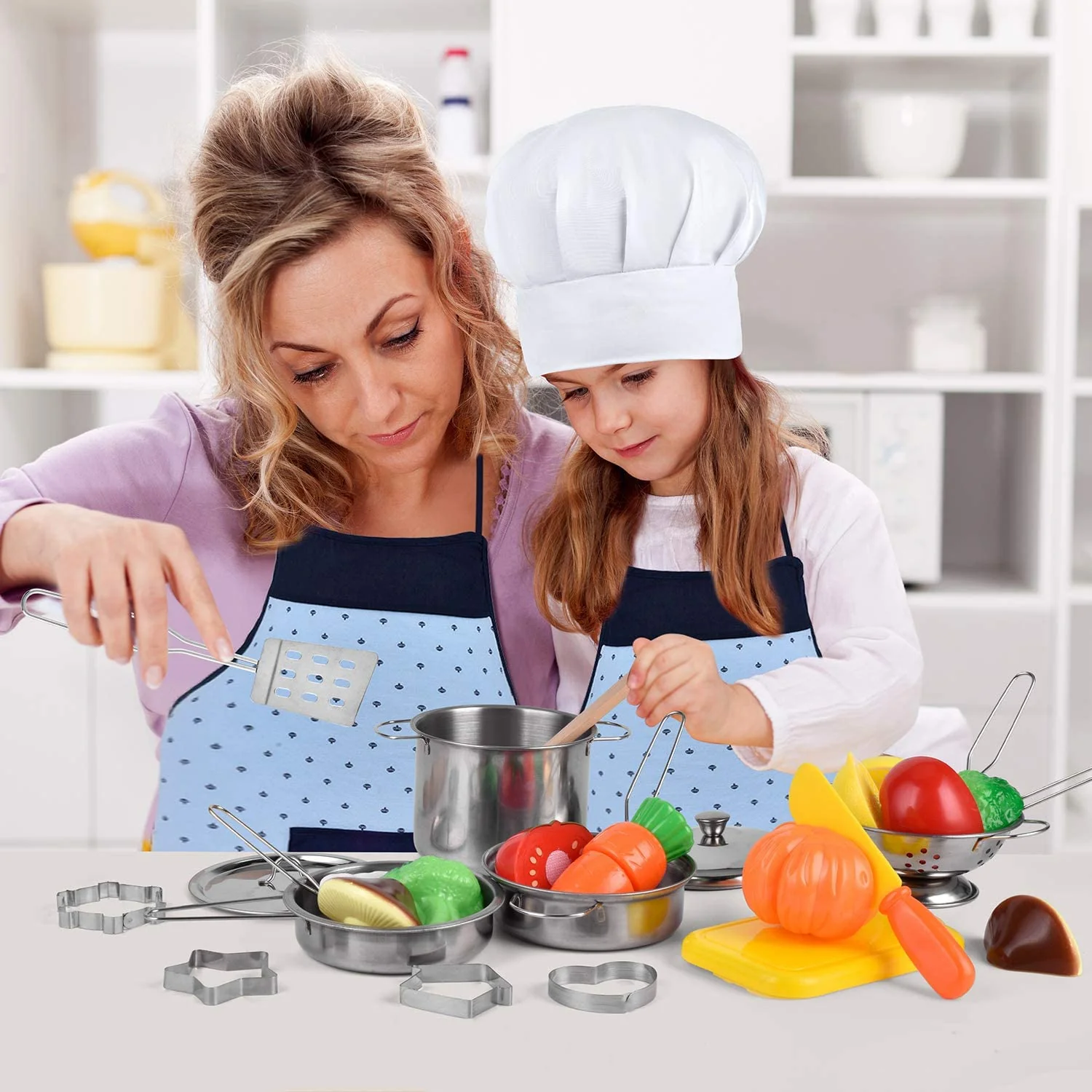 Great Choice Products Kitchen Pretend Play Toys, Kids Cooking And Baking Set With Stainless Steel Cookware Pots And Pans Set, Cooking Utensils…