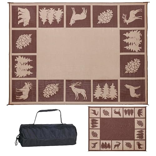 Stylish Camping 229127 9-feet by 12-feet Reversible Mat, Plastic Straw Rug, Large Floor Mat for Outdoors, RV, Patio, Backyard, P