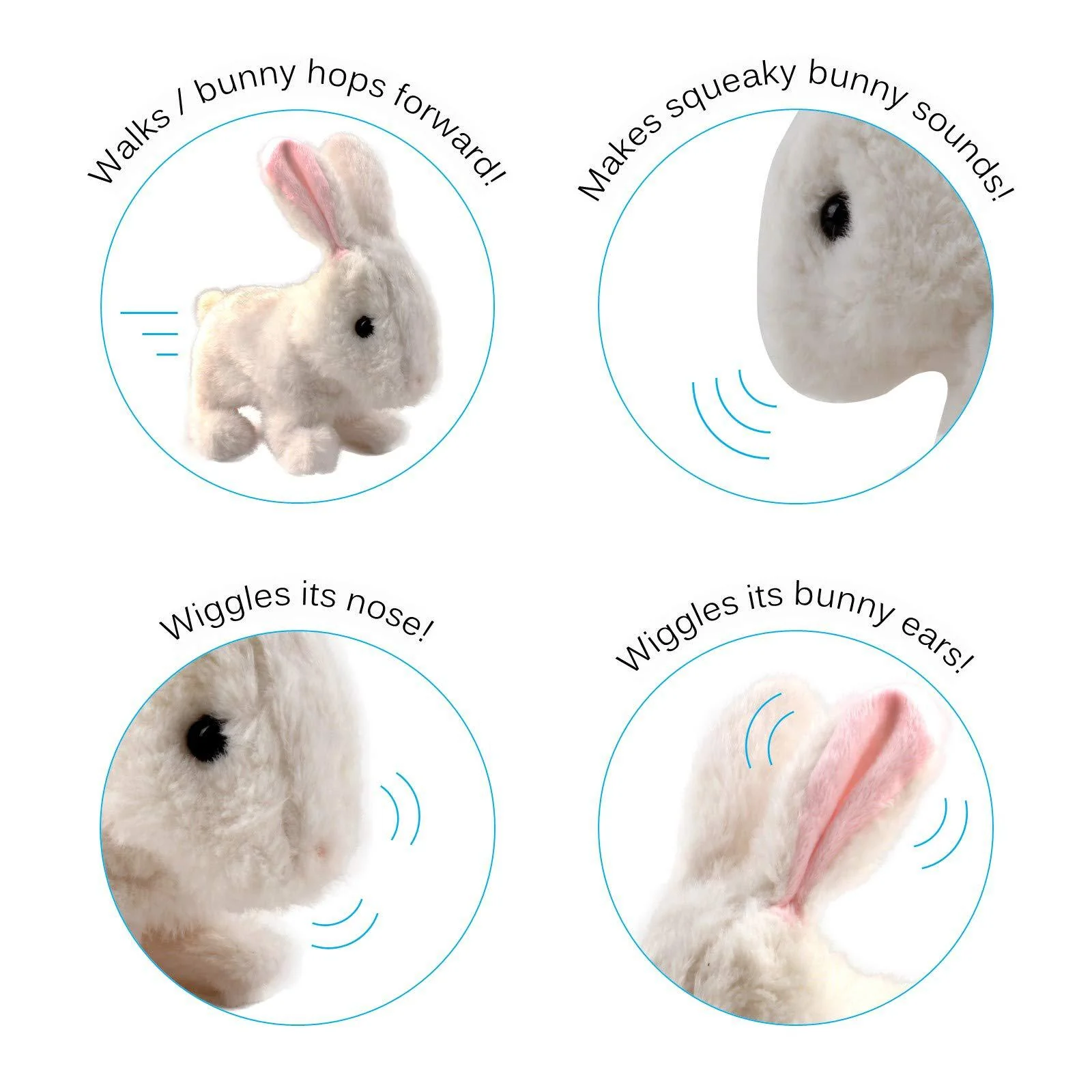 vokodo playful bunny hops around makes sounds wiggles ears and nose cute interactive rabbit kids soft cuddly electronic pet b