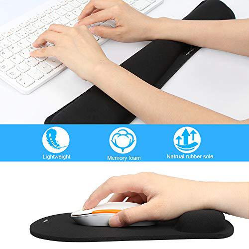 tecknet keyboard wrist rest and mouse pad with wrist support, memory foam set for computer/laptop/mac, lightweight for easy t