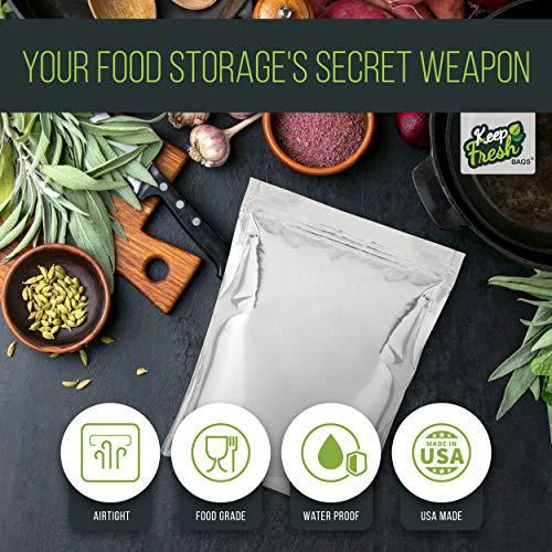 Keep Fresh Bags mylar food storage bags (20x30, 5 gallon) 4.5mil thick mylar foil bag for dry food storage (50 pack)