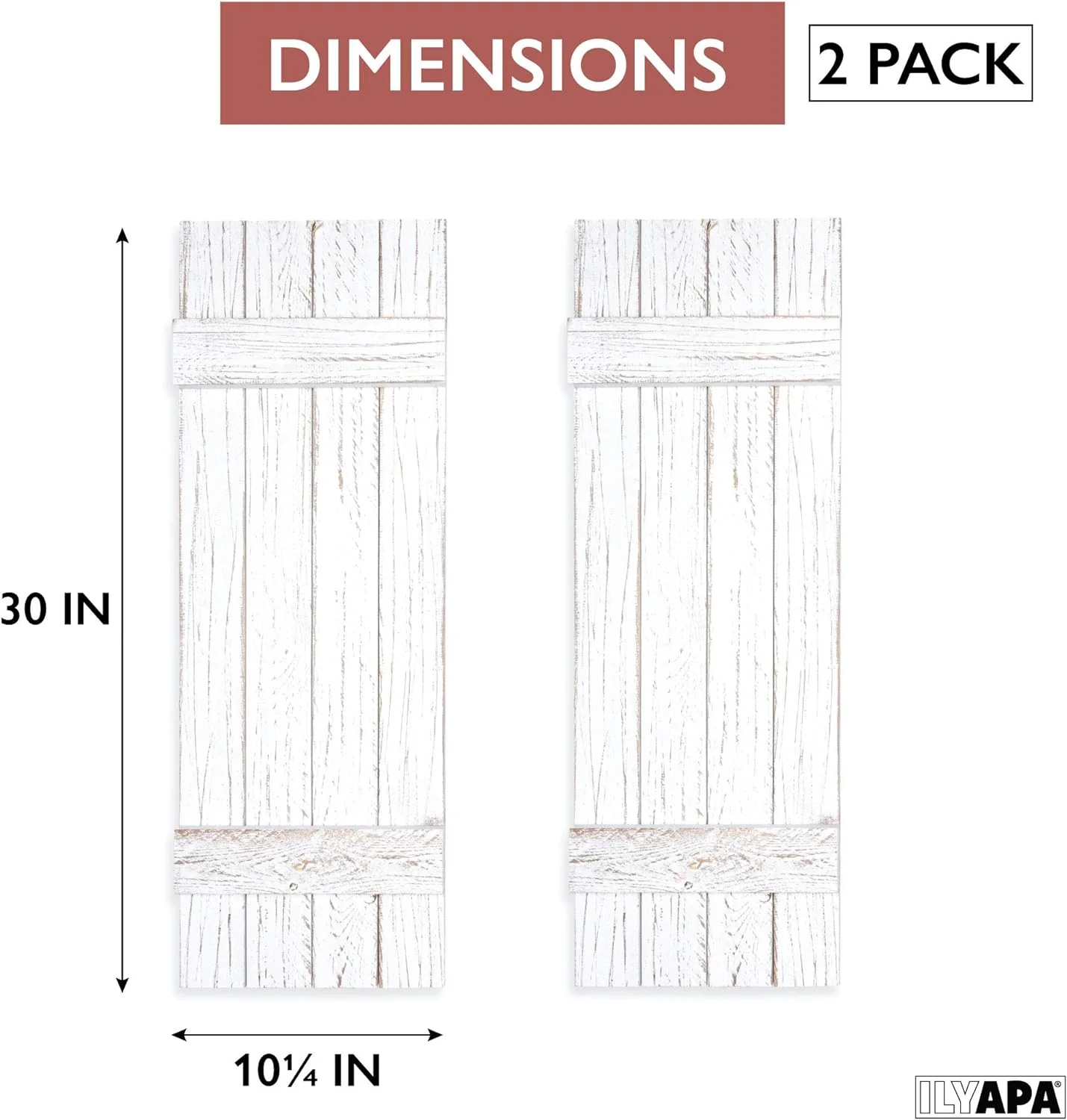 Generic Ilyapa Wood Shutters Wall Decor - Farmhouse Style Weathered White Barn Door Shutters for Interior Wall Art | American Family-Ow