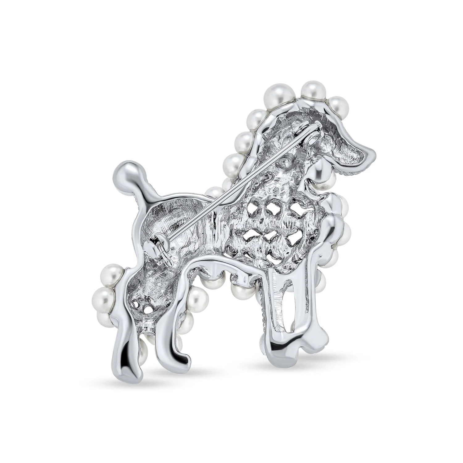 bling jewelry Statement Crystal White Imitation Pearl Pink Dog Poodle Brooch Pin