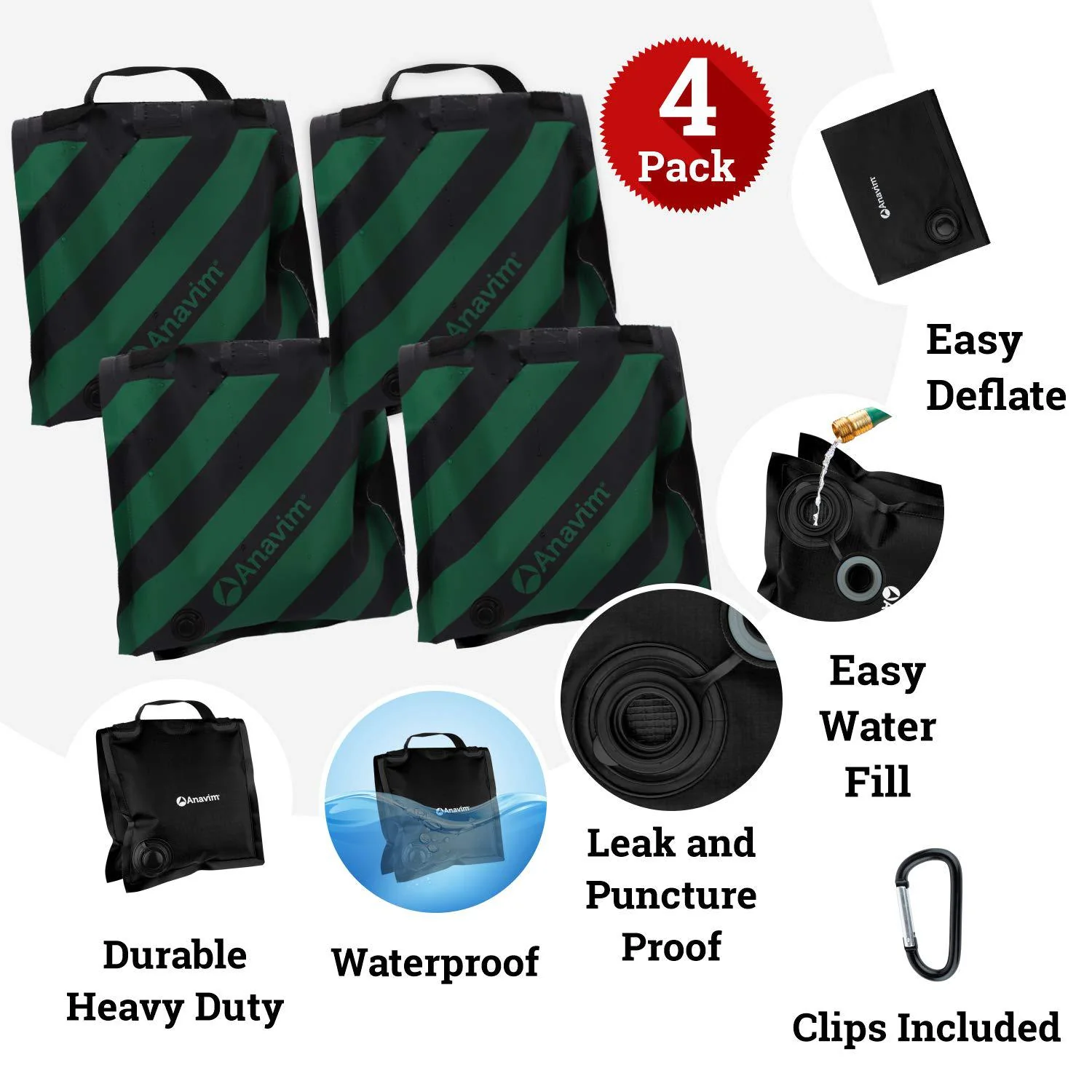anavim heavy duty water weight bag saddle design 4 pack photo video studio stand, backyard, outdoor patio, sports, rv awning