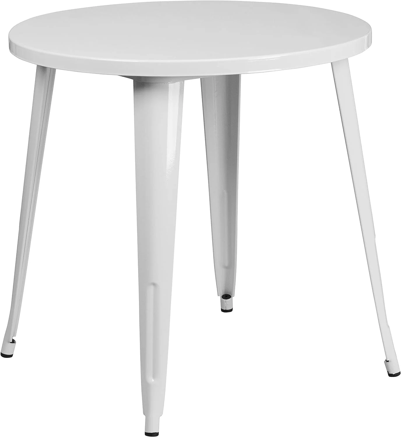 Flash Furniture 30&s;&s; Round White Metal Indoor-Outdoor Table Set with 4 Vertical Slat Back Chairs