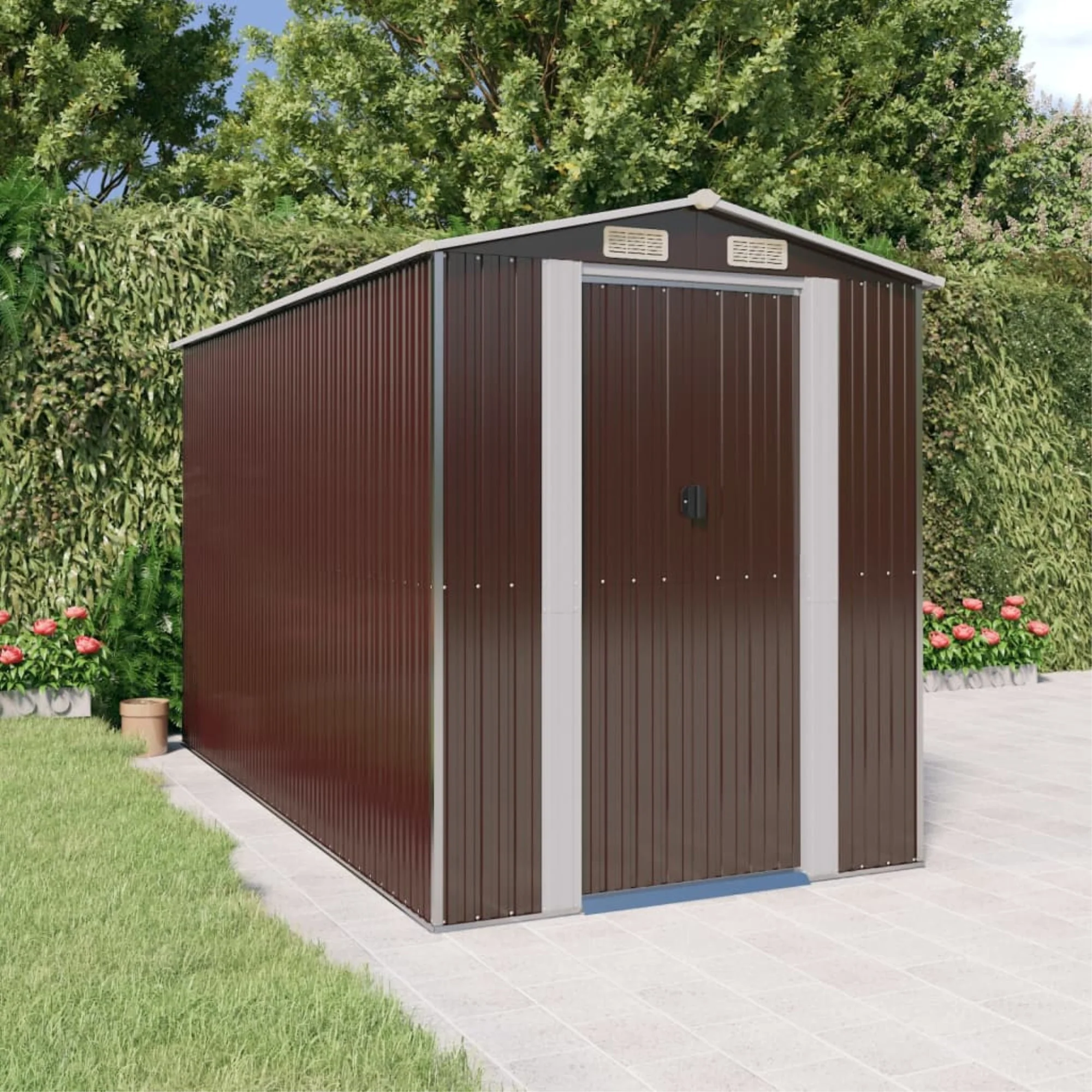 vidaXL Garden Shed Dark Brown 75.6