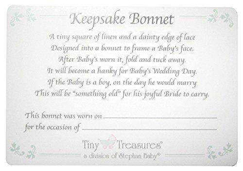 stephan baby keepsake cutwork handkerchief christening bonnet with scalloped hem, white
