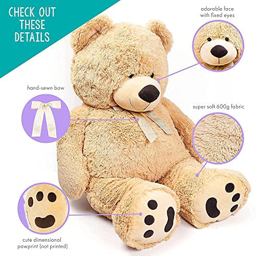 LotFancy 39 inch Big Teddy Bear Stuffed Animal Plush, Cuddly Stuffed Teddy Bears, Large Teddy Bear Plush Toy with Big Footprints