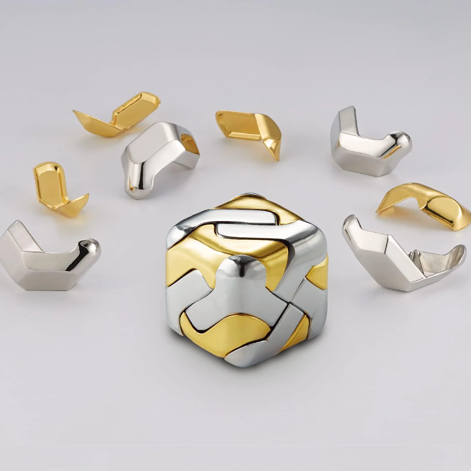 azg go 3d brain teasers metal puzzles toy, mind puzzles for adults hand smart gifts for boy and girls gold and silver