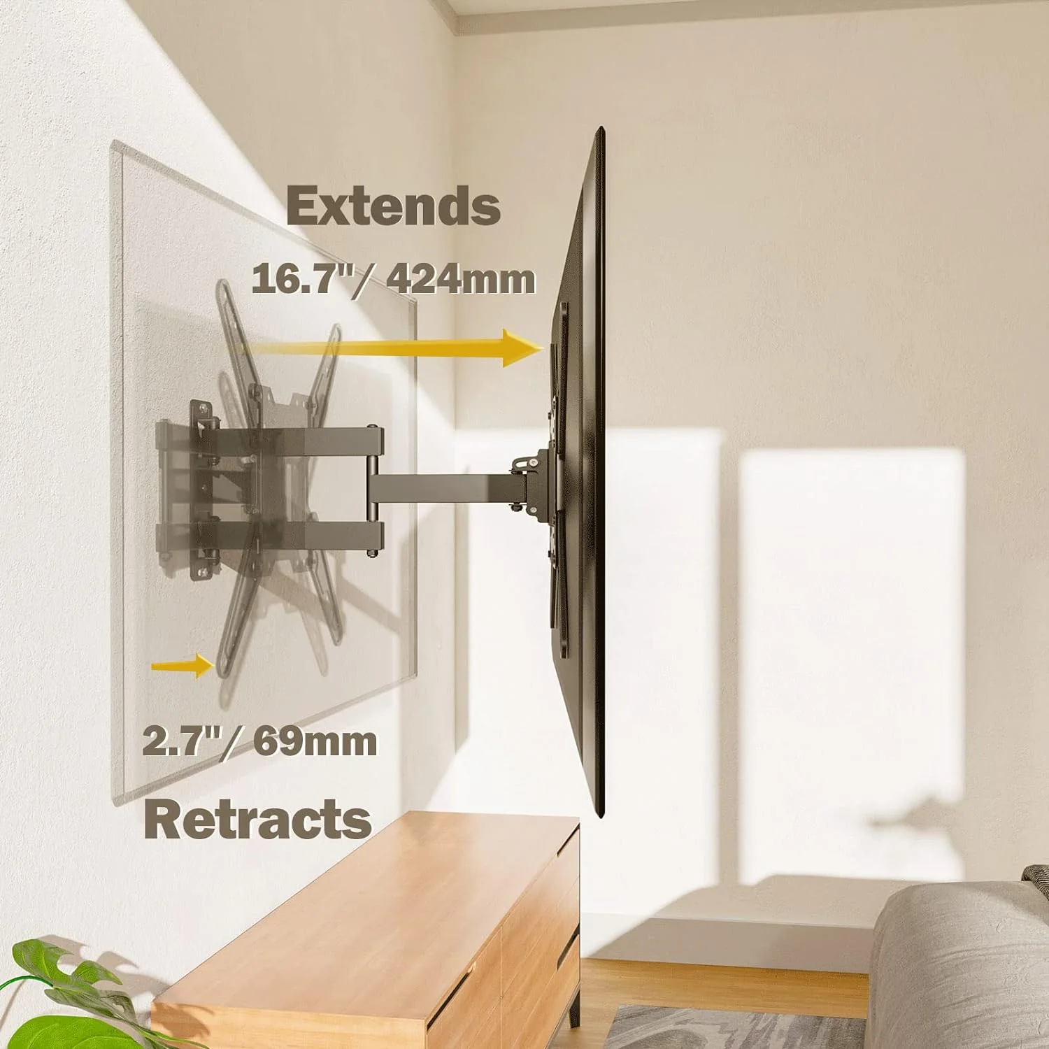 GCP Products Tv Wall Mount For Most 26-55 Inch Tvs, Full Motion Tv Mount With Perfect Center Design On Single Stud Articulating Mount Max …