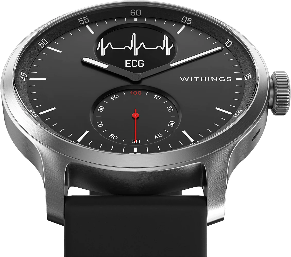 Withings SCANWATCH Hybrid Smartwatch with ECG, Heart Rate and Oximeter, 42mm - Black