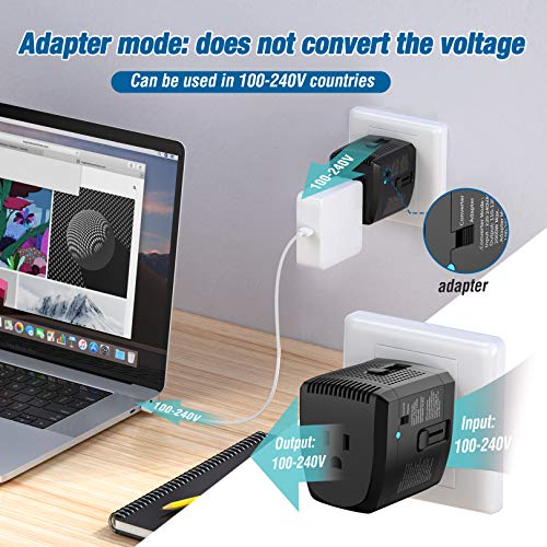 HYTED 2000Watts Travel Adapter and Converter Combo Step Down Voltage 220V to 110V for Hair Dryer Steam Iron Laptop MacBook Cell Phone
