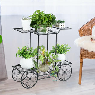 Gymax 6-Tier Garden Cart Stand Decor Flower Pot Plant Flower Rack Display Holder Home