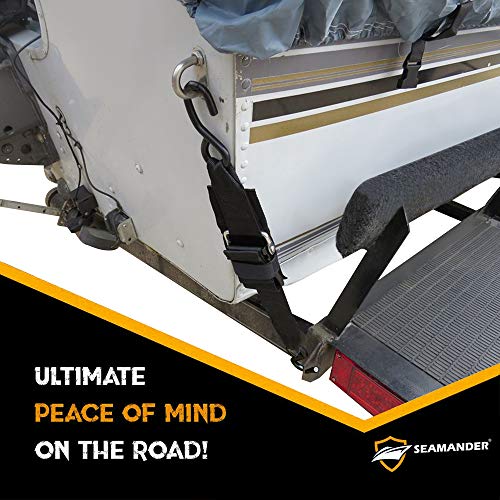 Seamander Marine Boat Trailer 2 inch Trailer Transom Tie-Down Straps (Black, 2-Piece)