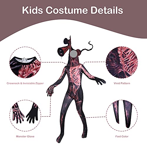 Brigcalki Siren Head Costume Scary Game Kids Roleplay Evil Creepy SCP Halloween Hooded Jumpsuit for boy/Girl Purple
