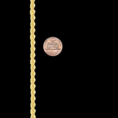 LIFETIME JEWELRY 5mm Rope Chain Necklace 24k Real Gold Plated for Men Women Teen (Gold, 22)
