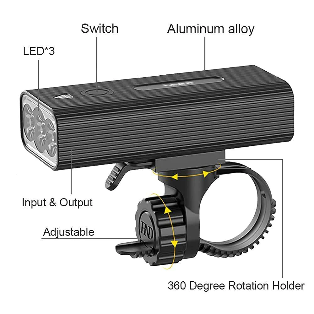 Lsan 1200 lumens bike lights front and back,usb rechargeable bicycle light,super bright 3 led bike lights for night riding,bike he