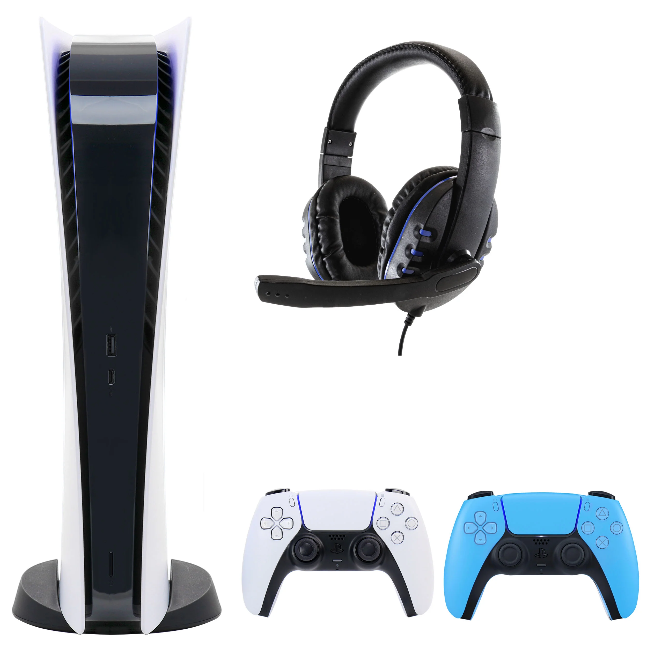 Sony PS5 Digital Console with Extra Blue Dualsense Controller and Skins Voucher