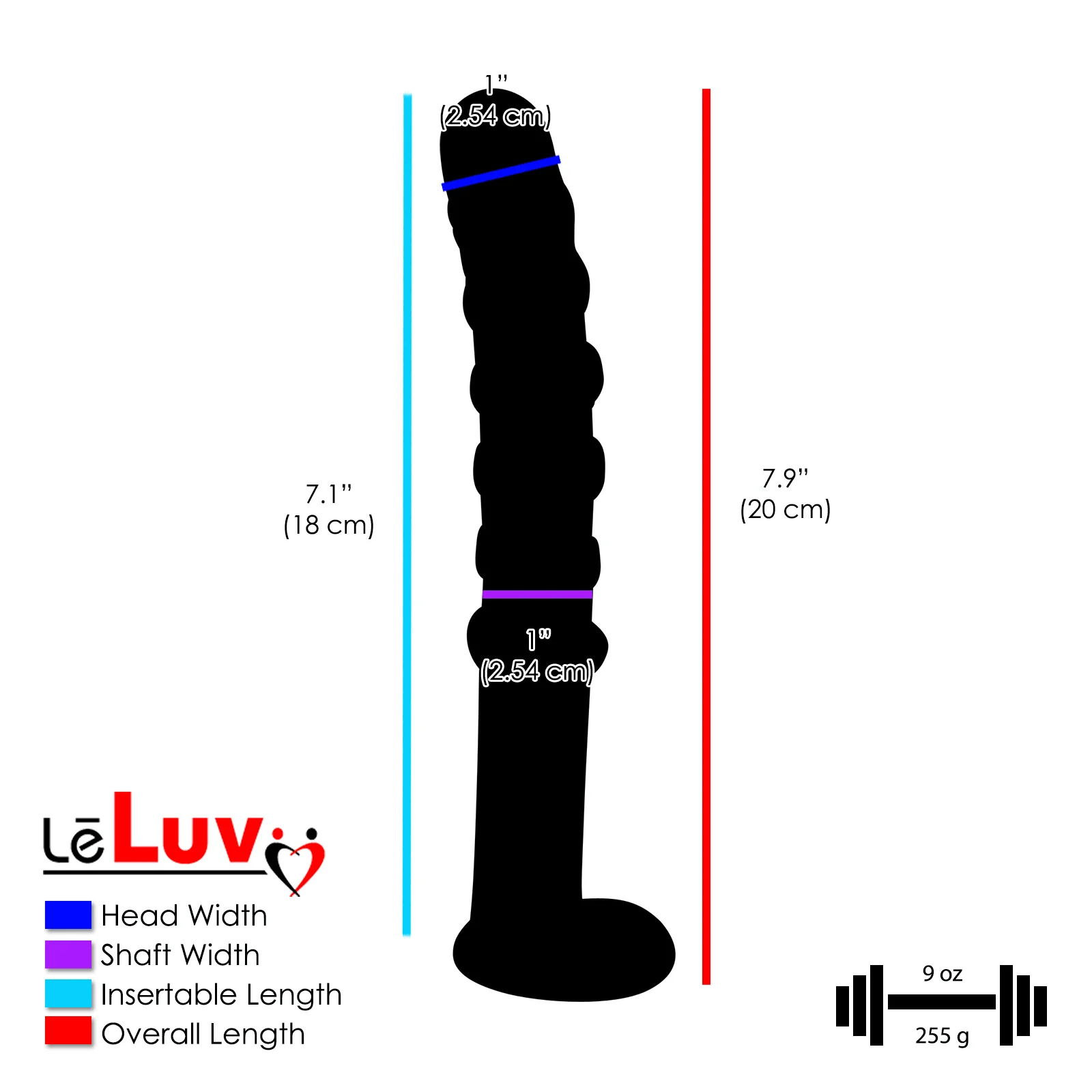 LeLuv Rounded Tip Green Dots Skinny Long Curved Shaft Bulging Base Dildo Bundle With Embroidered Padded Pounch
