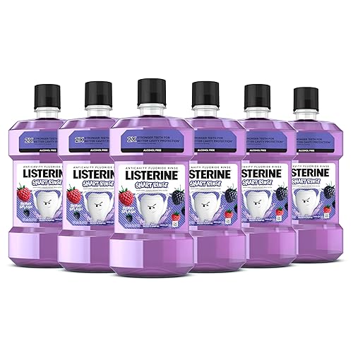 Listerine Smart Rinse Kids Mouthwash, ADA Accepted, Alcohol-Free Anticavity Fluoride Mouthwash, Oral Rinse for Cavity Protection