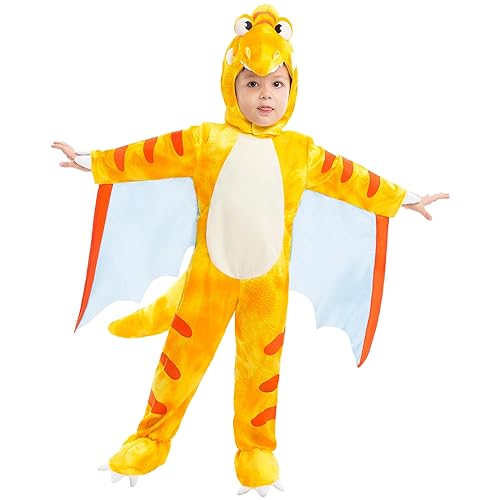 Spooktacular Creations Yellow Prehistoric Pterodactyl Dinosaur Costume Kid and Toddler Deluxe Set for Halloween Dress Up Party a