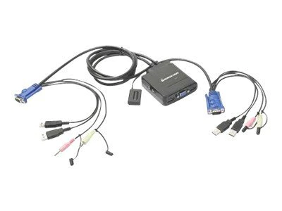 IOGEAR 2-Port USB VGA Cable KVM Switch with Cables, Remote, Audio and Mic, GCS72U