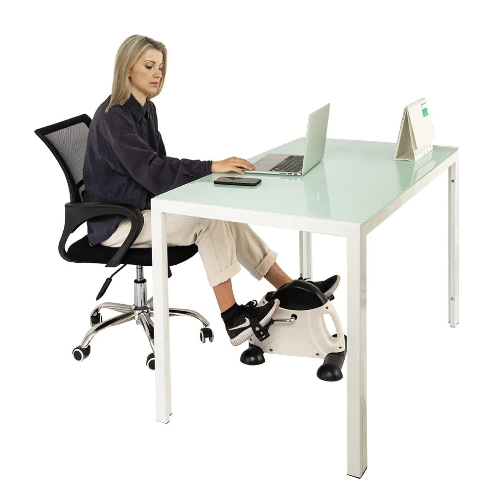 SamyoHome Mini Exercise Bike, Under Desk Bike Pedal Exerciser, White
