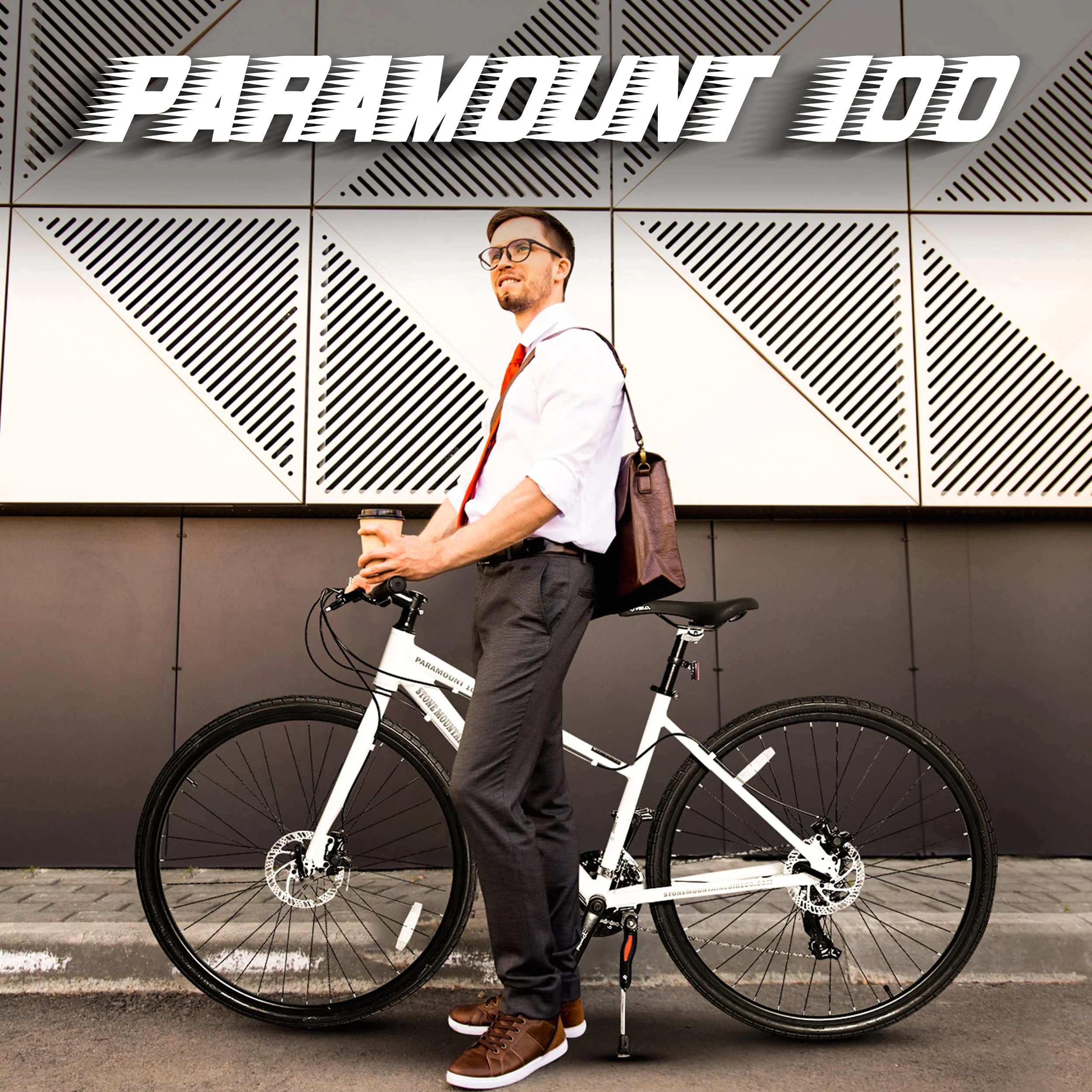 Paramount 100 Hybrid Mountain Bike, 29 x 2 Inch Wheels, 21-Speed, Light Weight Bike for Men & Women, White, Adults Bike Speed Rear Derailleur, Front and Rear Disc Brakes