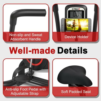 Costway Unlimited Resistance Airdyne Bike Fan Exercise Bike with Clear LCD Display