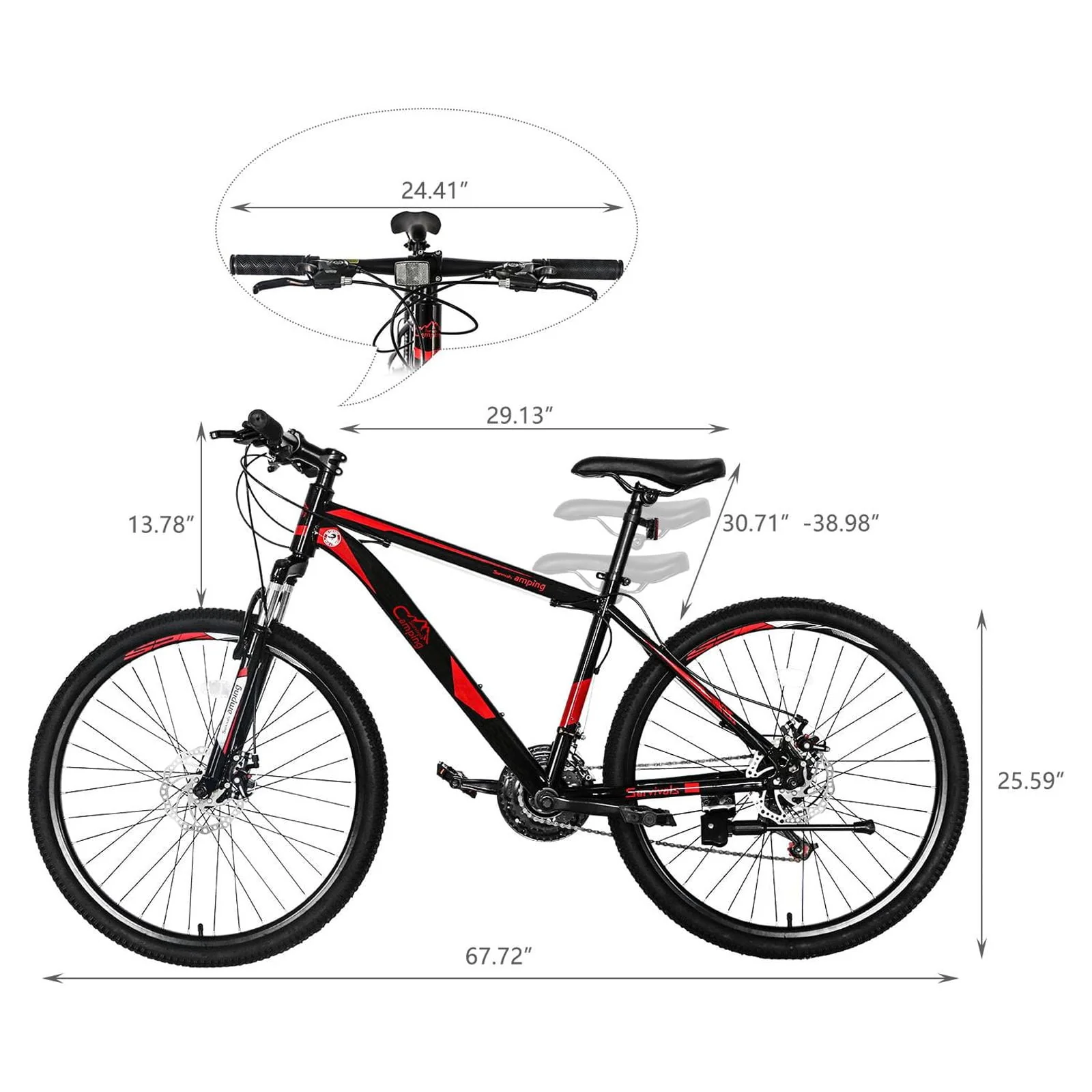 UBesGoo Mountain Bike 21-Speed with 26 inch Wheels for Unisex, Red/Black