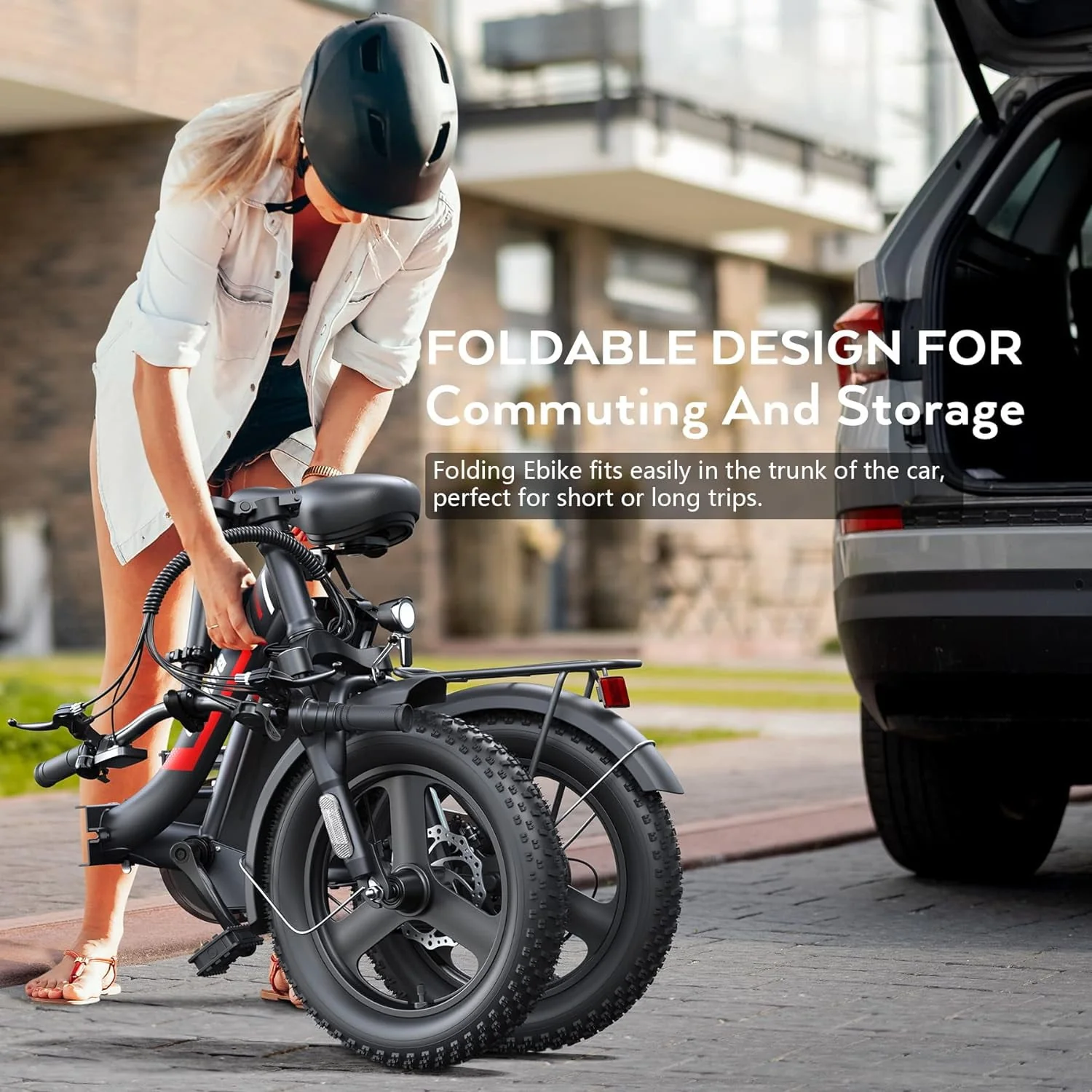 Vivi Electric Bike Folding Electric Cruiser Bike 350W Step-Through Electric Bike 16