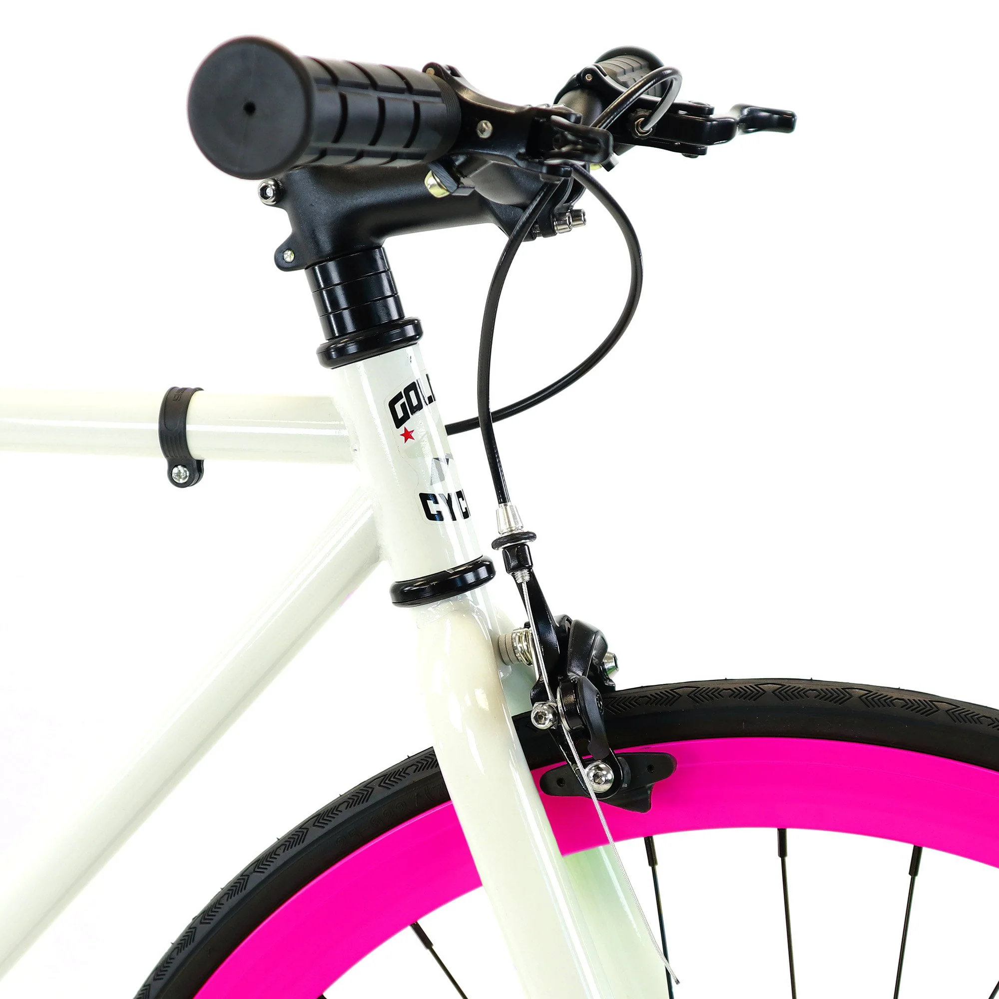 Golden Cycles Fixed Gear Bike Steel Frame Fixie with Deep V Rims-Collection (Dahlia)