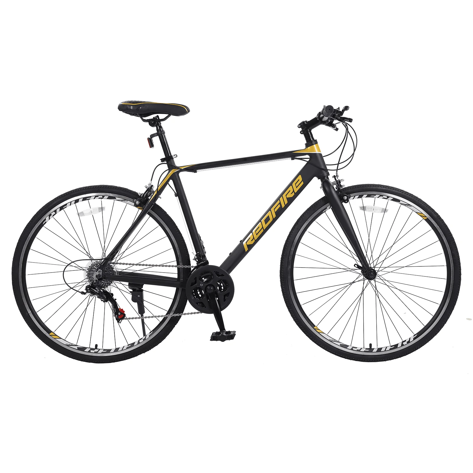Redfire Hybrid Road Bike, 21 Speed Shimano Shifters,700C Wheels 21 Inch Aluminum Frame,City Commuter Road Bicycle for Adult Men&Women(Black)