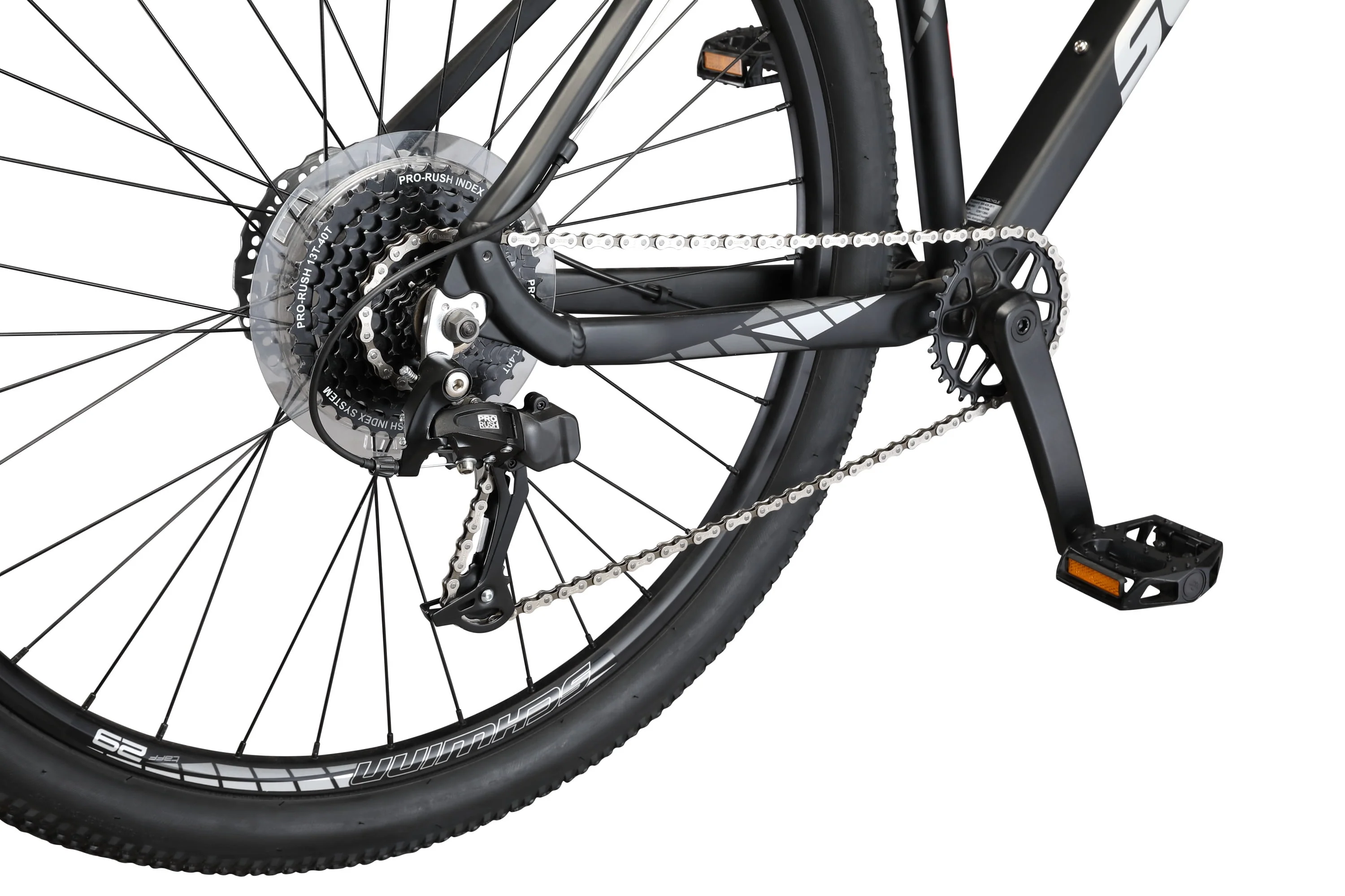 Taff Mountain Bike, 29-Inch Wheels, 8 Speeds, Black / White