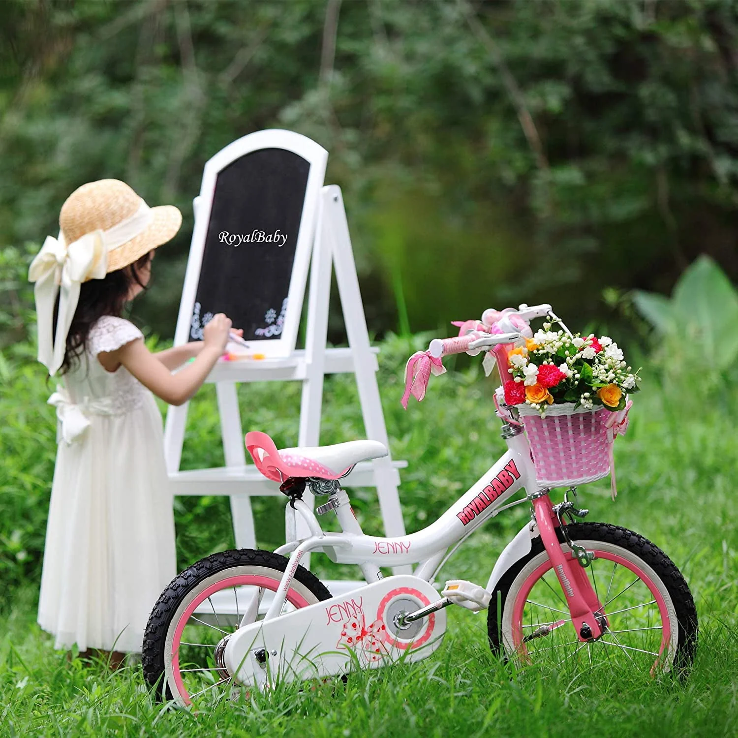 RoyalBaby Jenny Princess 18 inch Girl's Bicycle, White & Pink