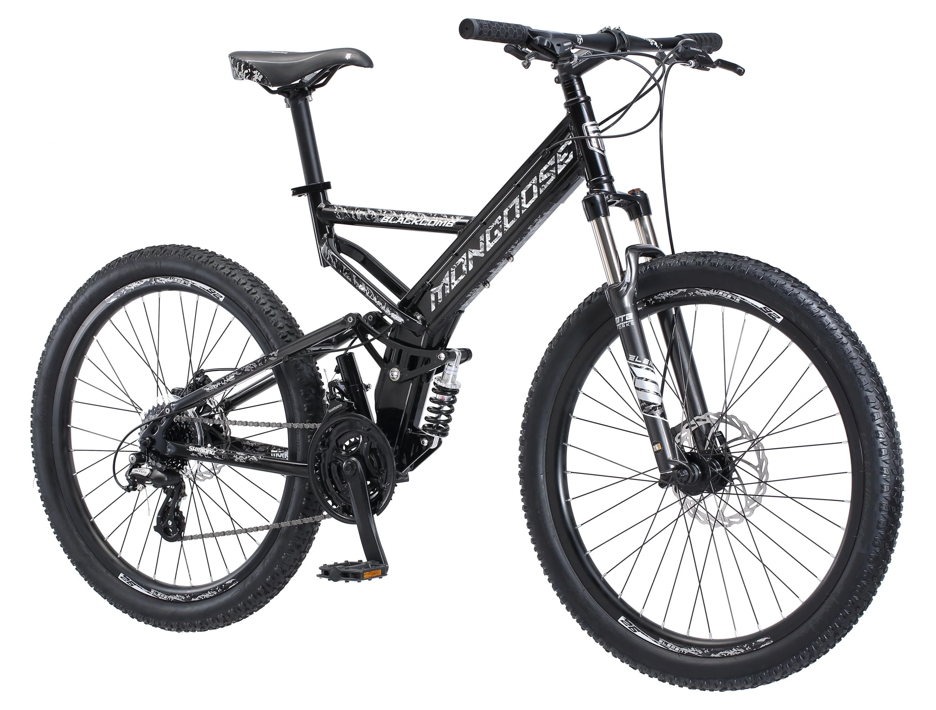 Mongoose Blackcomb Men's 26 inch Wheels, Mountain Bike, 24 Speeds, Black