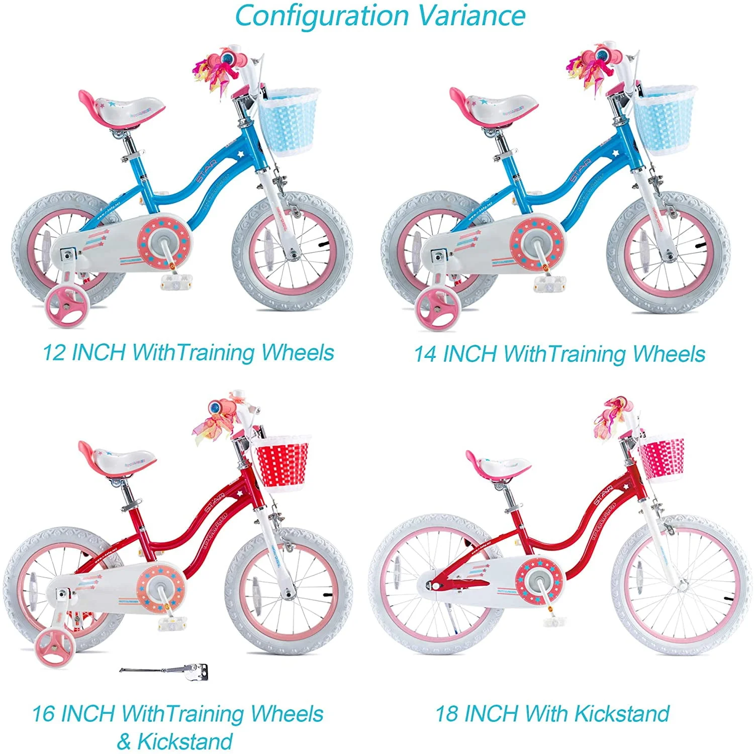 Royalbaby Girls Kids Bike Star Girl 12 In Bicycle Basket Training Wheels Blue Child's Cycle